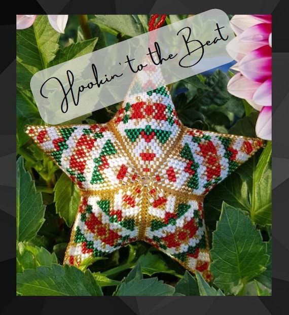3D Peyote Star - Holiday Bows 1 - Digital Download