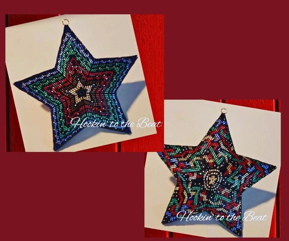 3D Peyote Star - Ruban 1 (different pattern on each side) - Digital Download