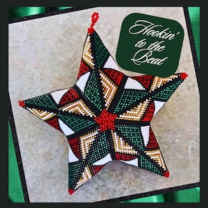 3D Peyote Star - Xmas Patchwork 7 - Digital Download
