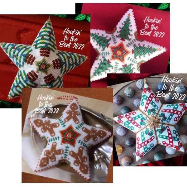 3D Peyote Star - The Xmas Collection of 4 - Digital Download