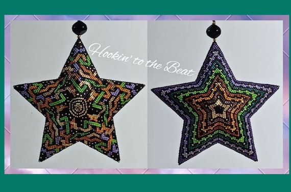 3D Peyote Star - Ruban 2 (different pattern on each side) - Digital Download