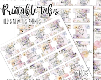 Printable Bible Tabs: Watercolor Floral Design (Digital Download)