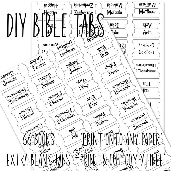 Blank DIY Bible Tabs | Printable Blank Bible Tabs | Double Sided Bible Tabs | Printable Bible Tabs