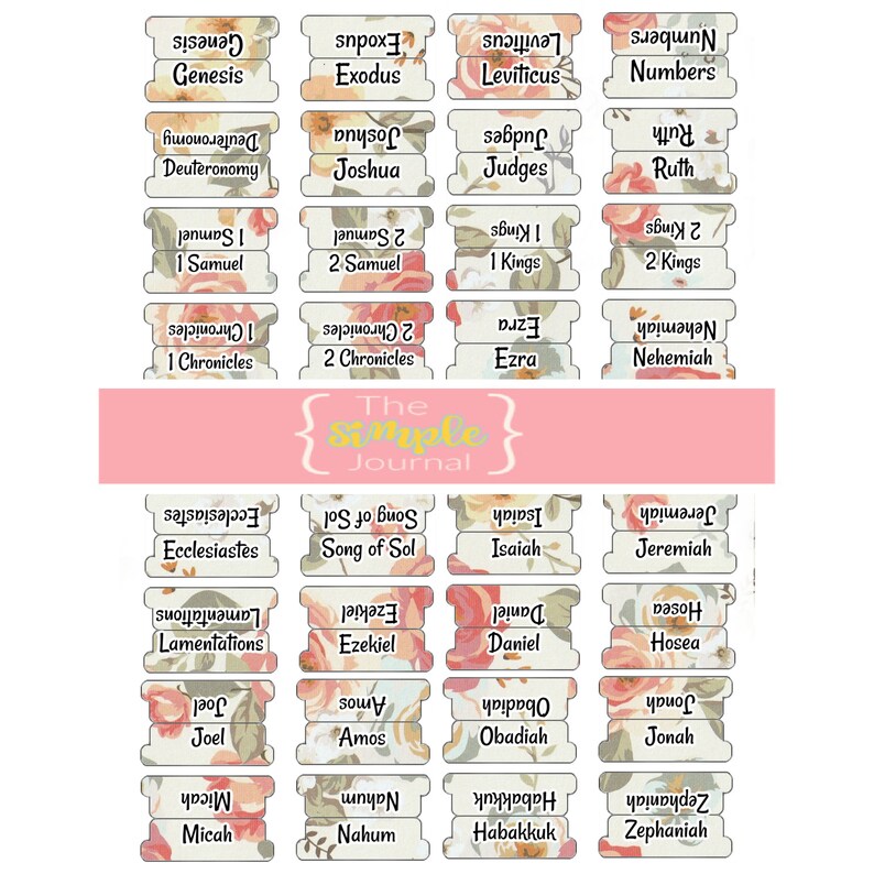 Printable Double Sided Floral Bible Tabs Bible Tab Printable - Etsy