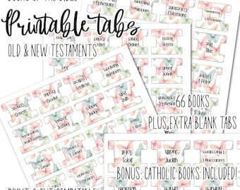 Printable Bible Tabs: Butterfly, Protestant and Catholic Books Included, Digital Download