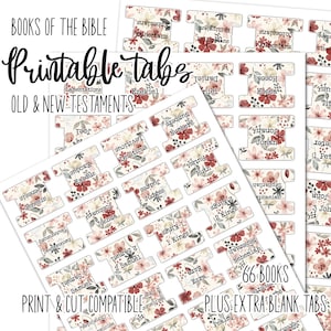 Bible Tabs | Floral | Printable Bible Tabs | Bible Journaling tabs | Bible Journaling | Tabs for Bible | Inspire Bible Tabs | Print and Cut