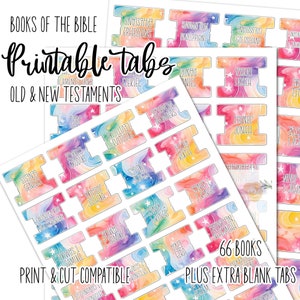 Bible Tabs | Rainbow Star Printable Bible Tabs | Bible Journaling tabs | Bible Journaling | Inspire Bible Tabs | Print and Cut