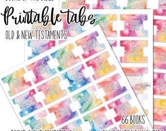 Bible Tabs | Rainbow Star Printable Bible Tabs | Bible Journaling tabs | Bible Journaling | Inspire Bible Tabs | Print and Cut