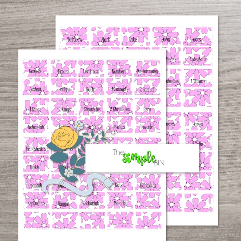 Printable Pink Floral Bible Tabs Bible Tab Printable - Etsy