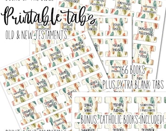 Printable Bible Tabs: Feather Design, Protestant & Catholic (Digital Download)