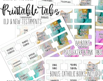 Alcohol Ink Bible Tabs, Protestant and Catholic Books (Digital Download)