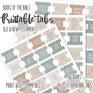 Printable Bible Tabs: 66 Books, Floral Design (Digital Download)