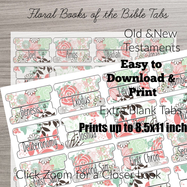 Printable Floral Bible Tabs Bible Tab Printable Printable - Etsy