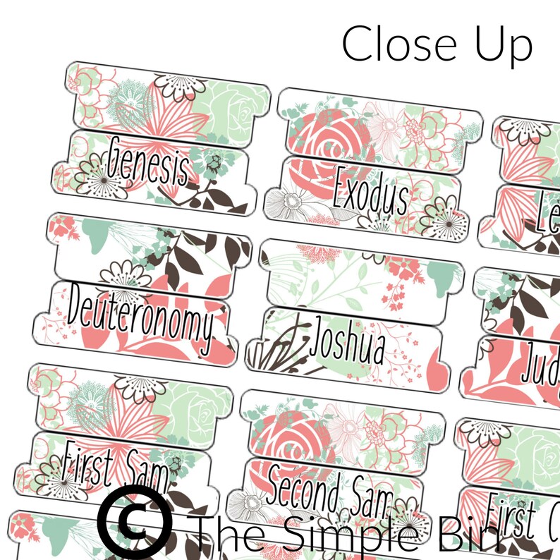 Printable Floral Bible Tabs Bible Tab Printable Printable - Etsy