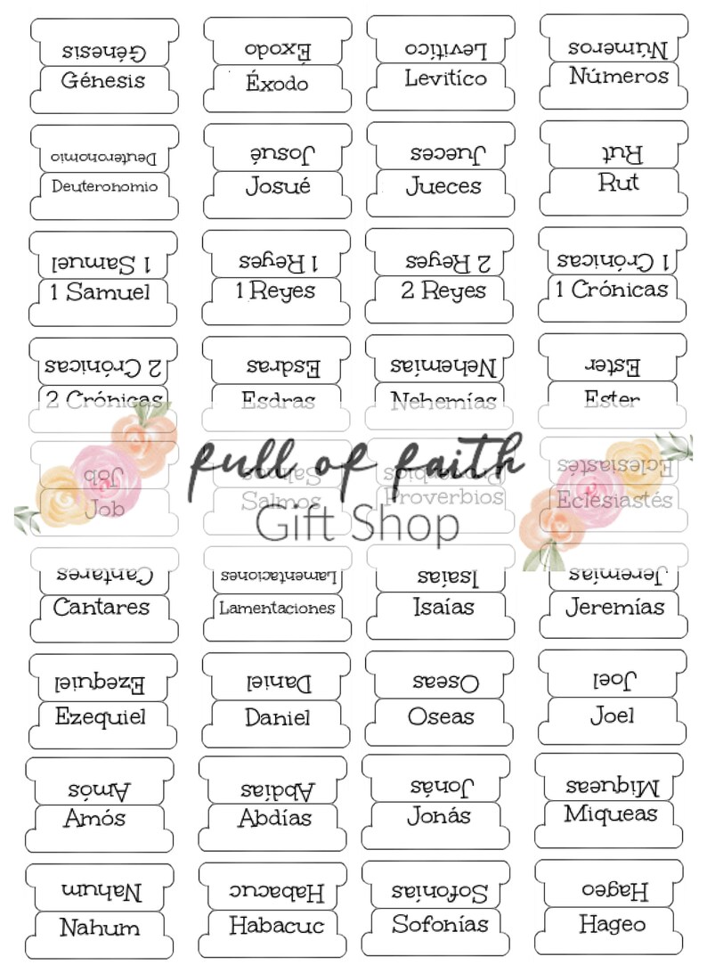 Printable Blank Double Sided Bible Tabs in Spanish Bible Tab - Etsy