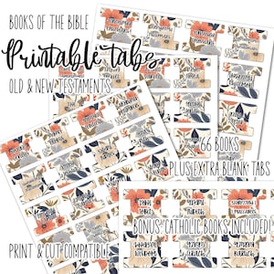 Printable Bible Tabs  Download | 66 Books of Bible | Cricut Print and Cut | Catholic Books Included