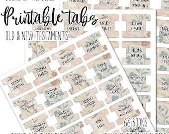 Floral Printable Bible Tabs, Protestant and Catholic (Digital Download)