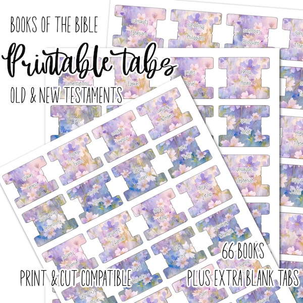 Watercolor Flowers Printable Bible Tabs | Bible Journaling tabs | Bible Journaling | Tabs for Bible | Inspire Bible Tabs | Print and Cut