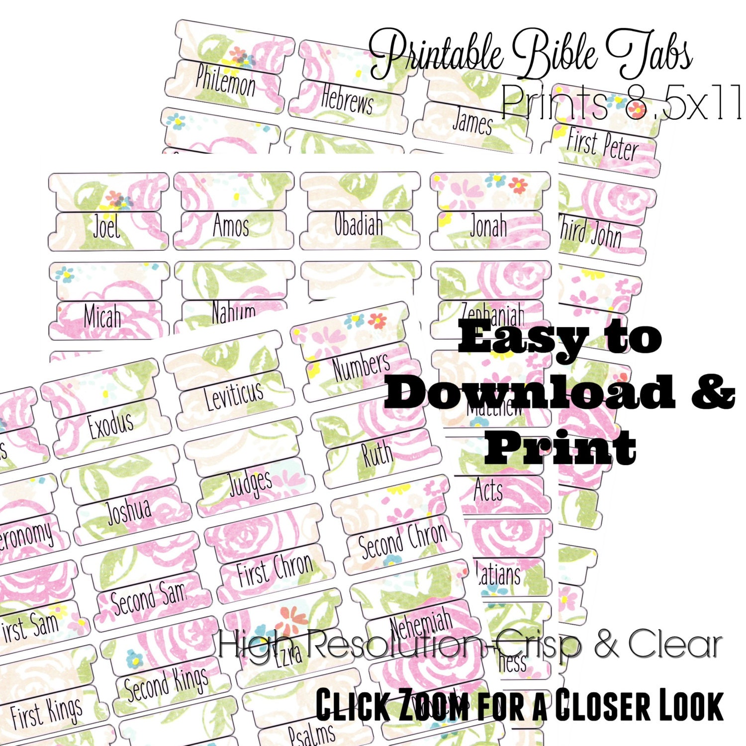 Bible Tabs Printable Bible Tabs Bible Journaling tabs | Etsy