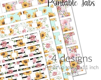 Sunflower Printable Tabs | Vintage Floral Page Markers (Digital Download)