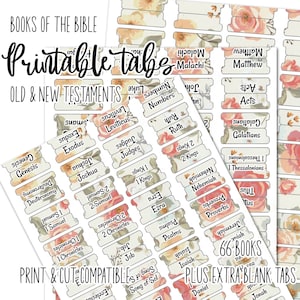 Printable Bible Tabs  Download | 66 Books of Bible | Cricut Print and Cut |