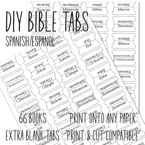 SPANISH | DIY| Double Sided Bible Tabs | Bible Tabs Printable | Print and Cut | Pestañas de la Biblia imprimibles