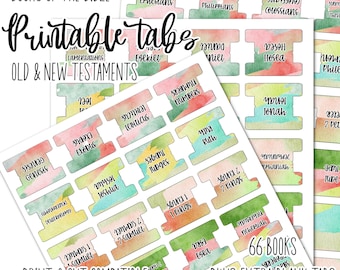 Printable Bible Tabs: Abstract, Watercolor, Brushstroke Design, 66 Books (Digital Download)