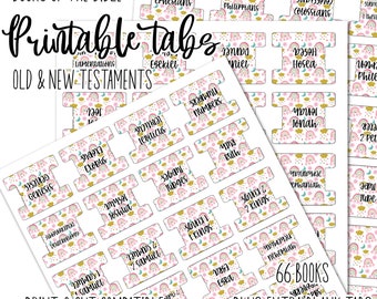 Printable Bible Tabs: 66 Books, Rainbow Design (Digital Download)