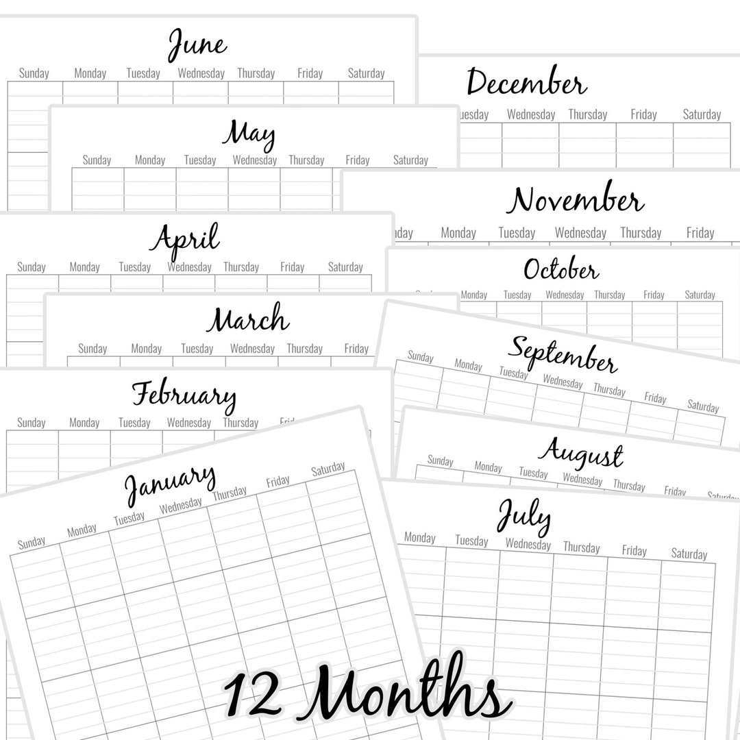 Printable calendar and planner pages simple plain calendar etsy