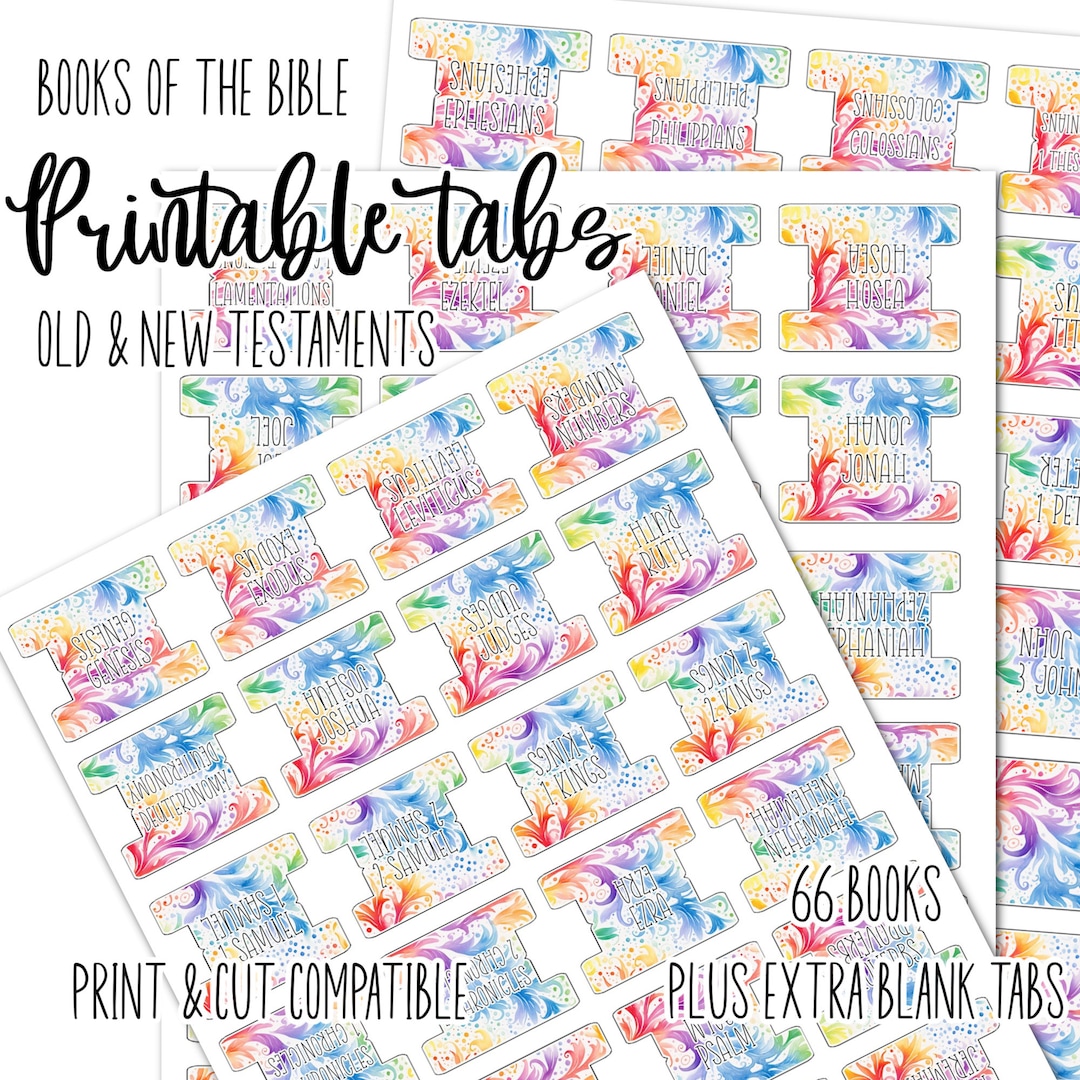 Bible Tabs Cute Rainbow Printable Bible Tabs Bible Journaling Tabs ...