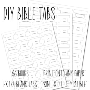 Printable Blank Bible Tabs  Download | 66 Books of Bible | Cricut Print and Cut |