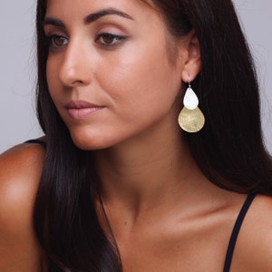 2-tone shell inspired Gold-Plated and Sterling Silver Earrings