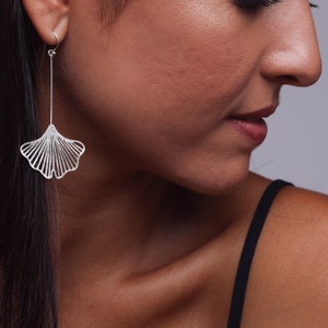 Long Leaf shape Sterling Silver Earrings image 1