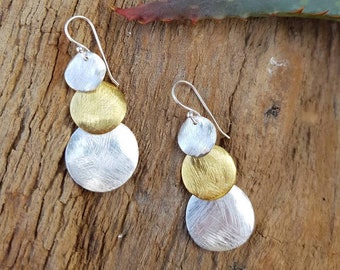 2-tone circles Gold and Silver Earrings