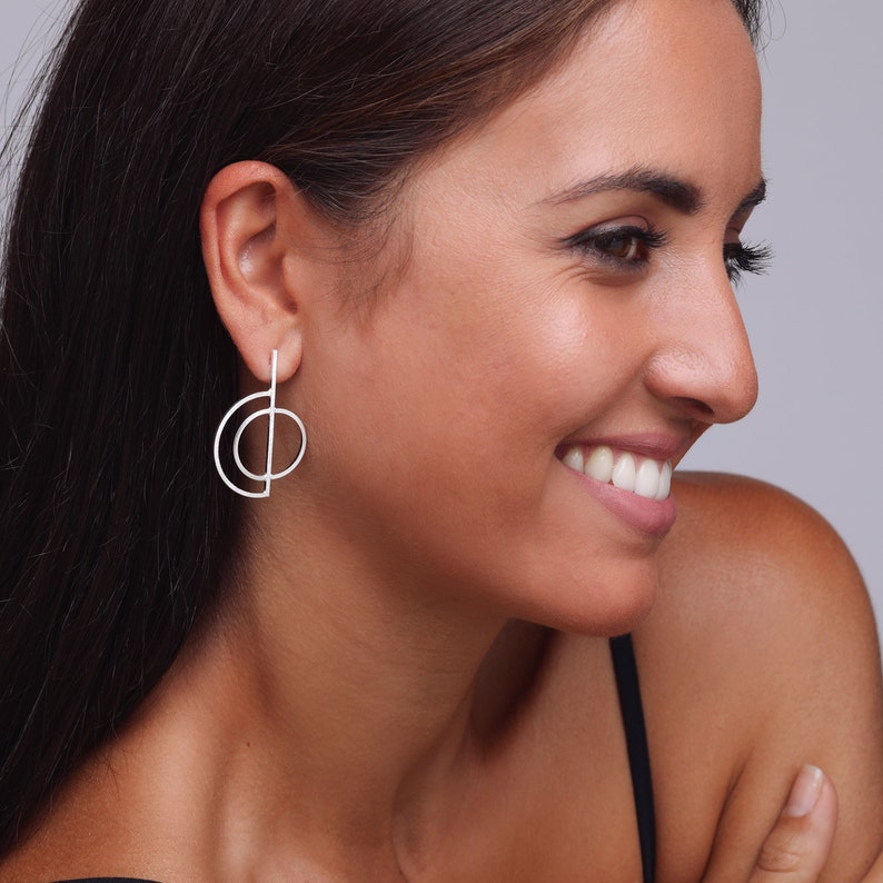 Geometric Sterling Silver Stud Earrings image 1