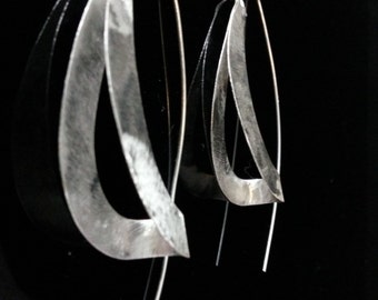 Handmade Sand-Brushed Delicate Sterling Silver Earrings