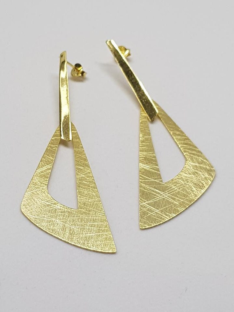 Gold-Plated Triangle Earrings image 2