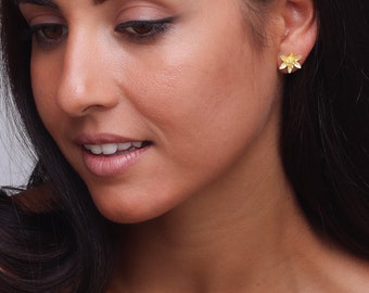 Flower inspired Gold-Plated Stud Earrings