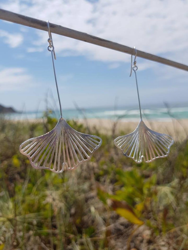 Long Leaf shape Sterling Silver Earrings image 6