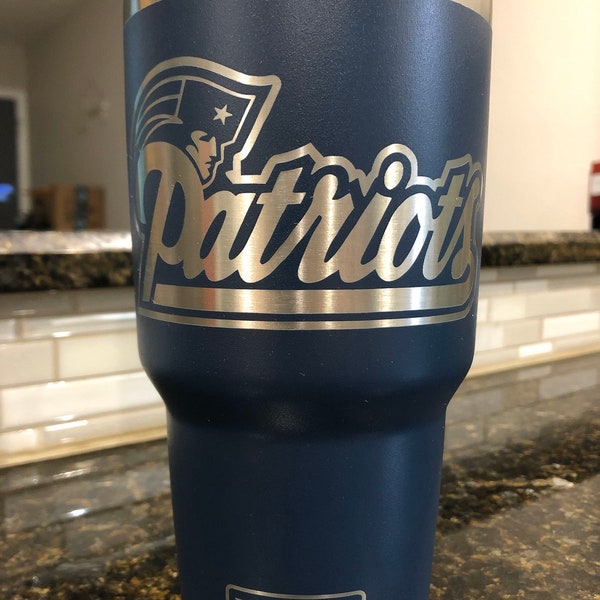 Laser Engraved Patriots Tumbler, Optional Name
