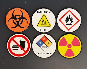 Onderzetters met gevarensymbolen – Science Lab-decor, grappig veiligheidscadeau, OSHA-geïnspireerde onderzetters