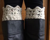 Women's Boot Cuffs - Oatmeal Colored Boot Cuffs - Lacy Stitch Crochet Boot Cuffs - Leg Warmers - Boot Toppers - Faux Leg Warmers