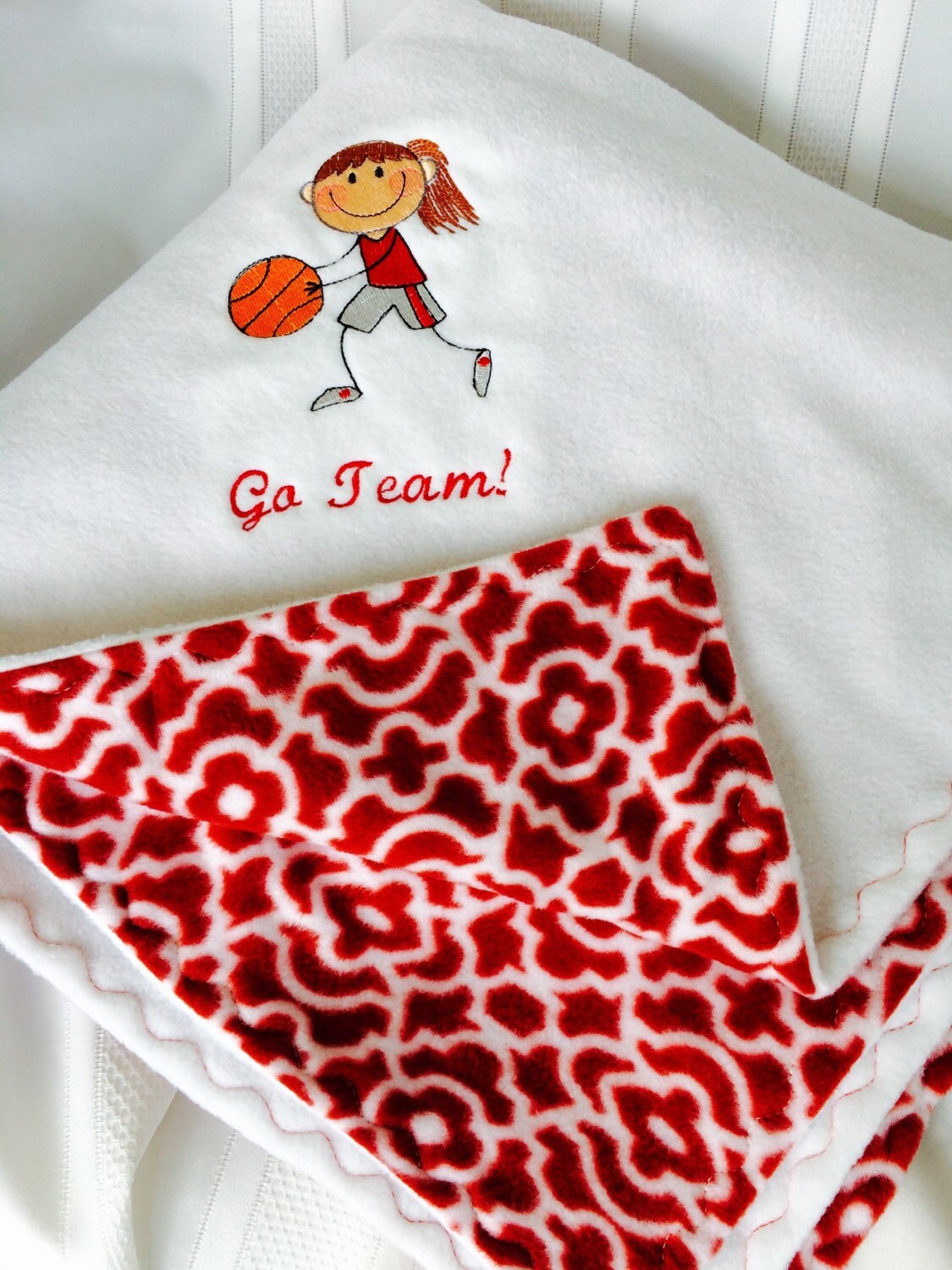 Girl's Basketball Blanket Scarlet and White Fleece Etsy