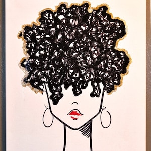 Black woman self love art- melanin acrylic painting-big natural hair-bedroom art-african american-gift for her