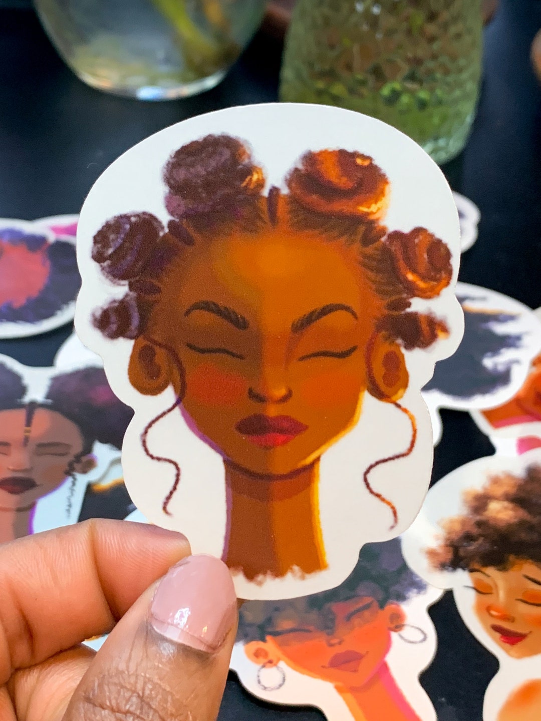 Black Girl Decal Laptop Skins, Women of Color Die Cut, Cartoon Black