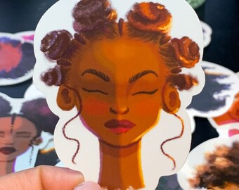 Pegatinas para portátiles con diseño de chica negra, mujeres de color troqueladas, mujeres negras de dibujos animados, pegatinas decorativas para agendas, agenda de chica negra, grande