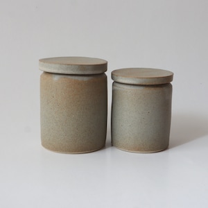 Set of 2 Ceramic lidded Jars, Hand thrown Ceramic Jar, Matte Ceramic lidded jar, Speckled Stoneware Jar, Ceramic container image 2