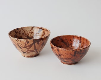 Set of 2 Nesting Bowls, Ceramic Splatter Bowls, Handmade Ceramic Bowls, Ceramic Stoneware Bowl, Breakfast Bowls, Pottery Serving Bowl