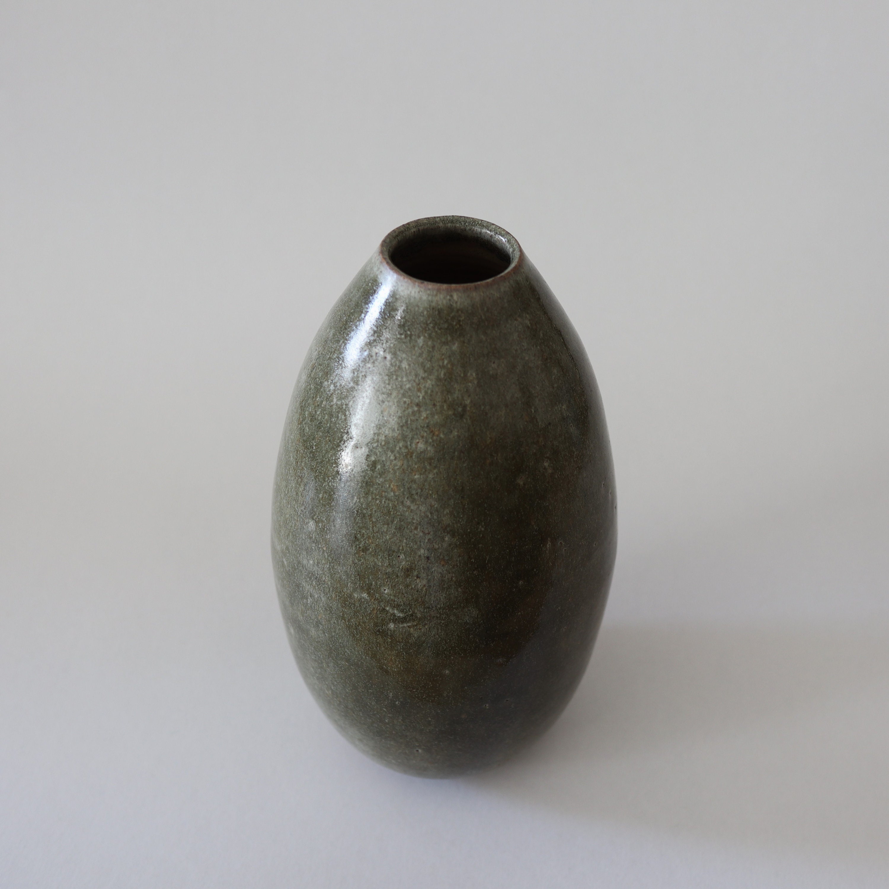 Handmade Olive Green Ceramic Vase, Minimalist Stoneware Oval Vase - Etsy