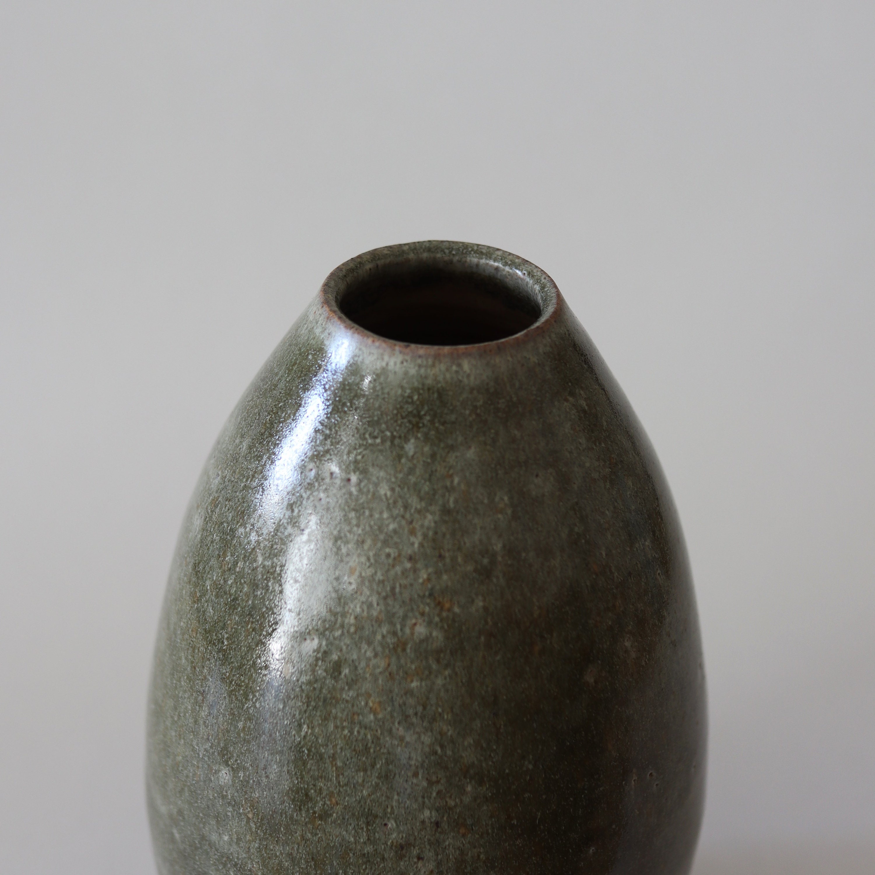 Handmade Olive Green Ceramic Vase, Minimalist Stoneware Oval Vase - Etsy